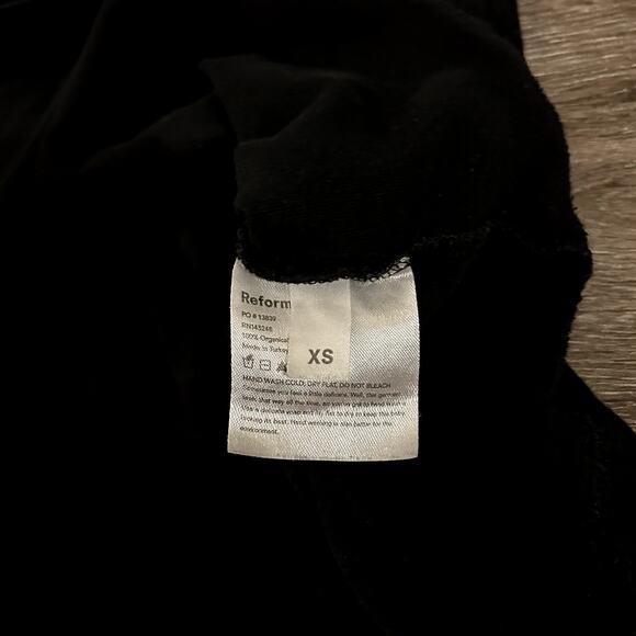 Reformation Black Organic Cotton Crew Neck T-Shirt XS Classic Short Sleeve Tee - Picture 9 of 11